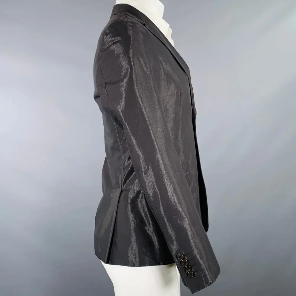 GAZZARRINI Size 38 Black Silver Shimmery Cotton Blend Sport Coat
